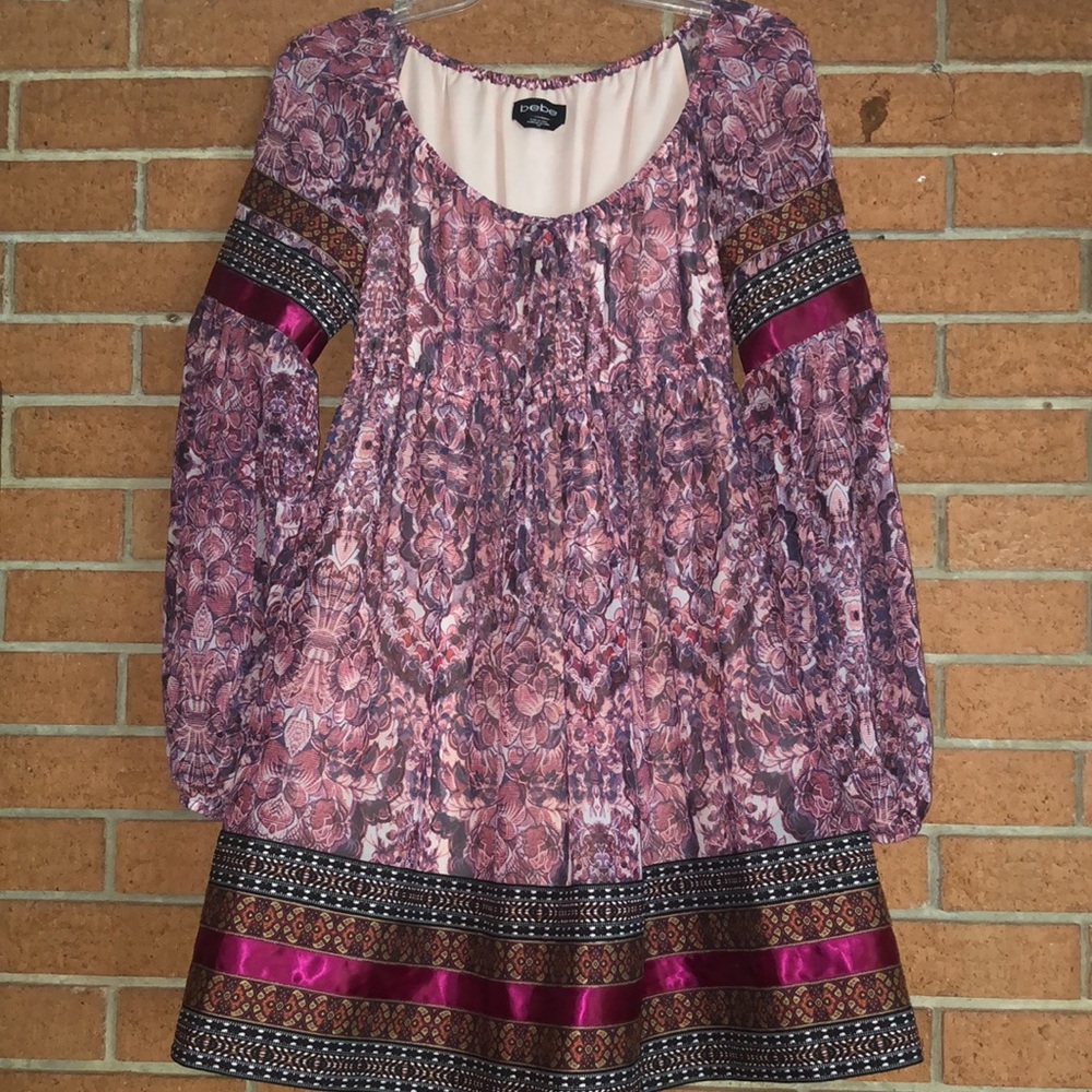 💕BEBE💕BOHO CHIC PRINTED MINI DRESS 💕